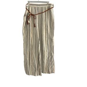 Lauren Conrad Striped Wide-Leg Pants with Tie Belt Cotton
